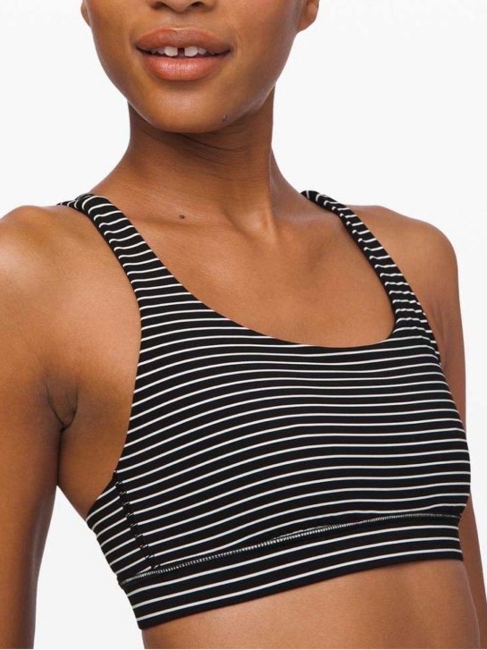 Lululemon Mod Stripe Black White Energy Bra (Pad Pockets Missing Inserts)